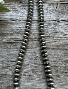 Southwestern 925 Sterling Silver 10mm Flat Saucer Pearls Bead Necklace 18 Inch