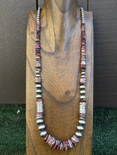 Load image into Gallery viewer, Long Graduated Sterling Silver Purple Spiny Oyster Pearls Bead Necklace 32 Inch