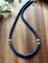 Load image into Gallery viewer, Sterling Silver Lapis Multi Stone Bead Necklace. 18 inch. Gift