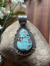 Load image into Gallery viewer, Navajo Sterling Silver Number 8 Turquoise Handmade Pendant Etta Enditto Gift