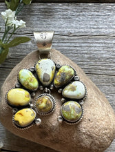Load image into Gallery viewer, Navajo Sterling Silver Green Palomino Turquoise Naja Pendant Handmade KY