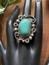 Load image into Gallery viewer, Native American Sterling Silver Turquoise Ring. Size 11.5 LN