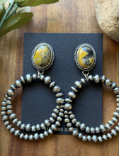Load image into Gallery viewer, Navajo Sterling Silver Yellow Bumblebee Jasper Pearl Double Loop Earrings Etta