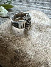 Load image into Gallery viewer, Sunshine Reeves 925 Sterling Silver Thunderbird Stamped Ring. Navajo. Size 6.5