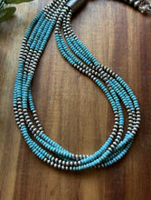 Load image into Gallery viewer, Sterling Silver Multi Strand Blue Turquoise 4mm Pearls Bead Necklace 24 inch