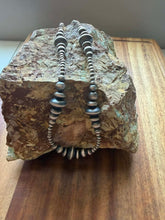 Load image into Gallery viewer, Multi graduated sterling silver flat bead necklace