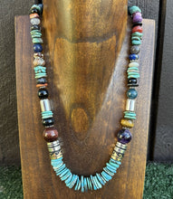 Load image into Gallery viewer, Tommy Rosita Singer T R Sterling Silver Blue Turquoise Bead Necklace 20 Inch