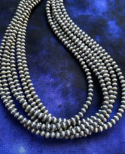 Load image into Gallery viewer, 4mm Multi Strand 925 Sterling Silver Oxidized Pearls Bead Necklace 24 Inch