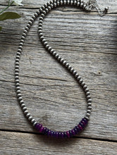 Load image into Gallery viewer, Dyed Sugilite 4mm Sterling Silver Pearls Choker Bead Necklace. 16 Inch. Gift