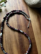 Load image into Gallery viewer, Sterling Silver Purple Spiny Oyster W Multi Bead Pearls Necklace. 24 inch. Gift