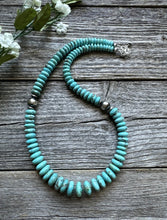 Load image into Gallery viewer, Southwestern Sterling Silver Blue Turquoise Bead Necklace. 18 inch