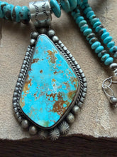 Load image into Gallery viewer, Navajo sterling silver turquoise pendant necklace etta Endito