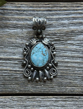 Load image into Gallery viewer, Navajo Sterling Silver Turquoise Pendant Geneva