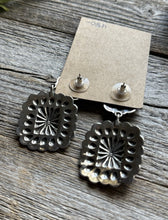 Load image into Gallery viewer, Navajo Native American Sterling Silver Stamped Handmade Earrings T O White