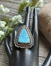 Load image into Gallery viewer, Native American Sterling Silver Kingman Turquoise Adjustable Ring Mary