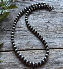 Load image into Gallery viewer, Vintage Pawn 6mm 18 Inch 925 Sterling Silver Oxidized Pearls Bead Necklace