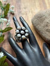 Load image into Gallery viewer, Navajo Sterling Silver Pearl Cluster Adjustable Ring KY Gift