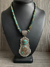 Load image into Gallery viewer, Handmade Navajo Turquoise &amp; Sterling Silver Pendent.
With Turquoise Necklace