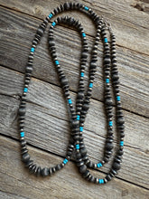 Load image into Gallery viewer, Sterling silver turquoise necklace 60 Inch