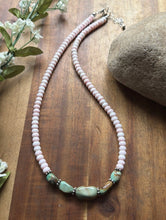 Load image into Gallery viewer, Sterling Silver Pink Conch Green Turquoise Nuggets Bead Necklace 18 inch Gift