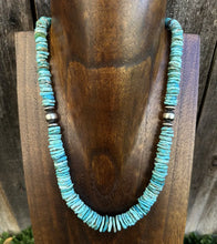 Load image into Gallery viewer, Southwestern Sterling Silver Blue Turquoise Bead Necklace. 18 inch