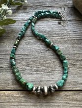 Load image into Gallery viewer, Southwestern 925 Sterling Silver Turquoise Nuggets Pearls Bead Necklace. 18 inch