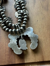 Load image into Gallery viewer, Navajo Sterling Silver Black Onyx Squash Blossom Naja Necklace Earrings Set LY