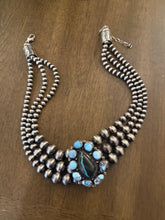 Load image into Gallery viewer, Navajo sterling silver golden hills/ blk jack turquoise choker necklace 22 inch