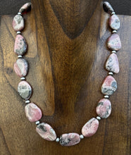 Load image into Gallery viewer, Sterling Silver Rhodochrosite Pearls Bead Necklace. 18 inch. Gift