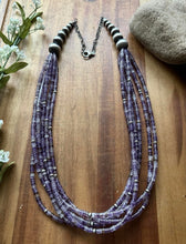 Load image into Gallery viewer, Sterling Silver Purple Charoite W Pearls Multi Strand Bead Necklace 28 Inch Gift