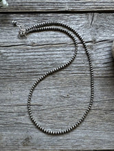 Load image into Gallery viewer, 3mm 24 Inch 925 Sterling Silver Oxidized Pearls Bead Necklace Southwestern