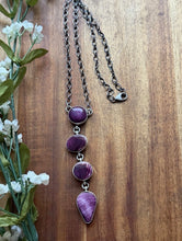 Load image into Gallery viewer, Navajo Sterling Silver Purple Spiny Oyster Lariat Chain Necklace C Shorty