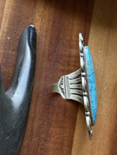 Load image into Gallery viewer, Native American Sterling Silver Kingman Turquoise Ring. Size 8. Leroy James