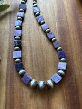 Load image into Gallery viewer, Sterling Silver Purple Charoite W Pearls Bead Necklace. 18 Inch Gift