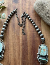 Load image into Gallery viewer, Navajo Sterling Silver Royston Black Jack Turquoise Cluster Lariat Necklace KY