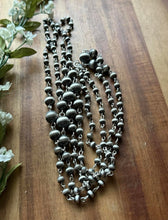 Load image into Gallery viewer, Sterling Silver Graduated 6mm to 12mm Pearls Rosary Bead Necklace. 60 Inch. Gift