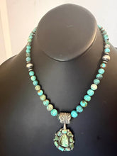 Load image into Gallery viewer, Navajo sterling silver Roy stone turquoise pendant necklace