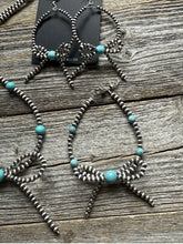 Load image into Gallery viewer, Bow Sterling Silver Turquoise 4mm Pearls Bead Necklace Earrings Bracelet Set