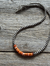Load image into Gallery viewer, Orange Spiny Oyster 4mm Sterling Silver Pearls Choker Bead Necklace 16 Inch Gift
