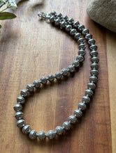 Load image into Gallery viewer, Sterling Silver 10mm Stamped Pearls Bead Necklace. 14 Inch
