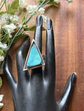 Load image into Gallery viewer, Native American Sterling Silver Turquoise Adjustable Ring. K Yazzie