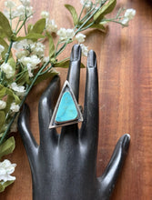 Load image into Gallery viewer, Native American Sterling Silver Turquoise Adjustable Ring. K Yazzie
