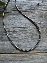 Load image into Gallery viewer, 3mm 24 Inch 925 Sterling Silver Oxidized Pearls Bead Necklace Southwestern