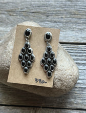 Load image into Gallery viewer, Navajo Native American Sterling Silver Black Onyx Cluster Earrings. Gift Geneva