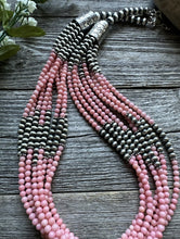 Load image into Gallery viewer, Sterling Silver Multi Strand Pink Coral W Pearls Bead Necklace 24 Inch