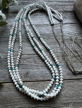 Load image into Gallery viewer, Vintage Native American Sterling Silver White Howlite Turquoise Bead Necklace 37