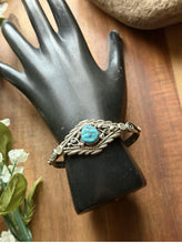 Load image into Gallery viewer, Baby Navajo Sterling Silver Blue Turquoise Cuff Bracelet