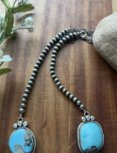 Load image into Gallery viewer, Navajo Sterling Silver Blue Turquoise Lariat Pearls Bead Chain Necklace RY