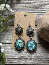 Load image into Gallery viewer, Navajo Sterling Silver Kingman Spiderweb Turquoise Earrings A Albert Jake