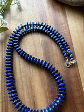 Load image into Gallery viewer, Sterling Silver Graduated Blue Lapis Turquoise Bead Necklace. 26 inch. Gift